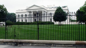 aluminum fencing in front of white house